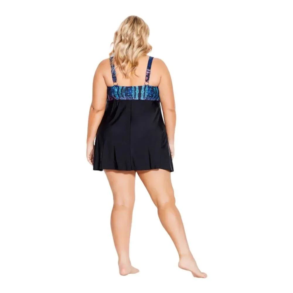 Avenue Metallic Python Swim Dress W Size 20 Plus - Picture 2 of 6